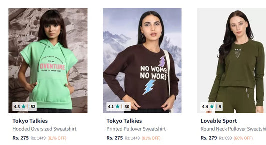 Sweater & Sweatshirt Starts @ 241.