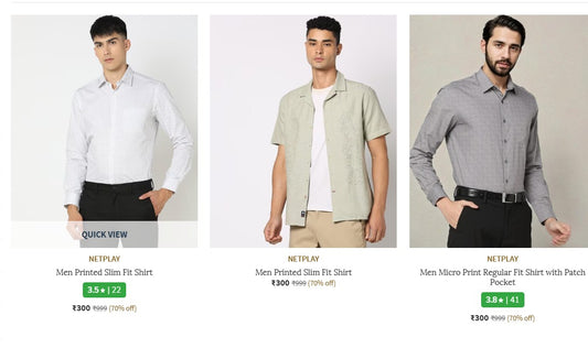 AJIO : Upto 70% Off On NETPLAY Clothing.