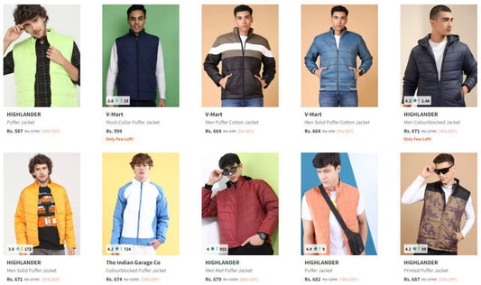 Upto 79% Off On Men Puffer Jackets.