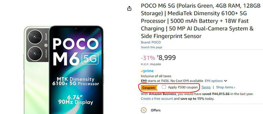 ✅ POCO M6 5G (4/128G😎 @8499