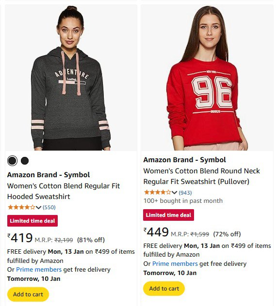 Sweatshirt Starts @249.