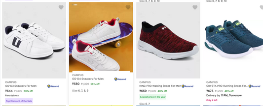 Campus Shoes Starts @479. (24-12-24)