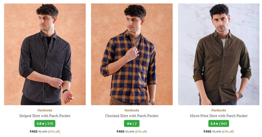 Ajio :  Men Shirt Under @499