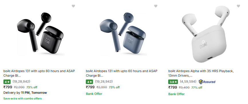 boAt airpods in Rs.799