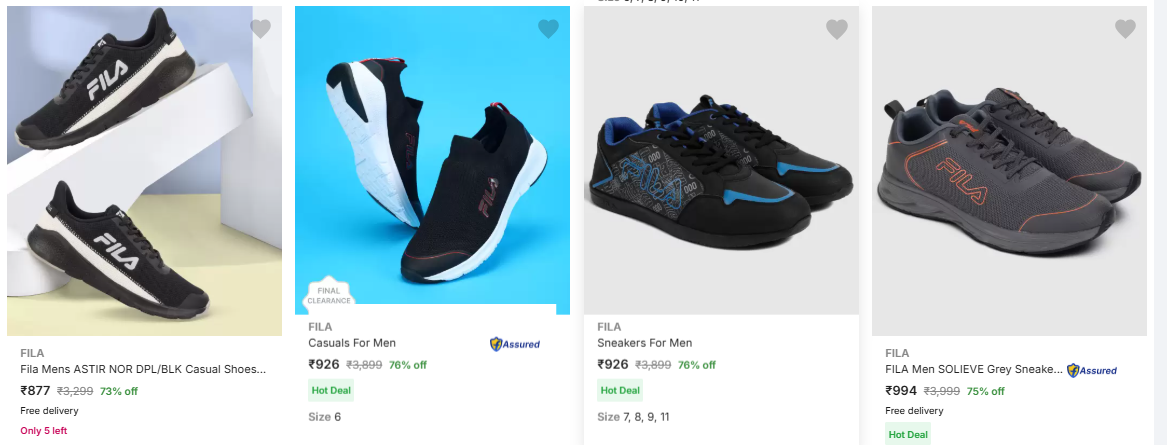 75% OFF on FILA SHOES