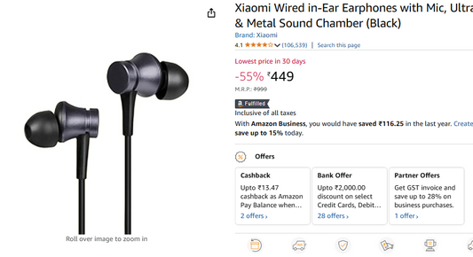 Xiaomi Wired in-Ear Earphones with Mic..Hurry Up