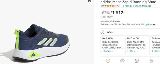 adidas Mens Zapid Running Shoe