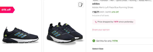 Adidas Men's Luft Pace Blue Running Shoes
