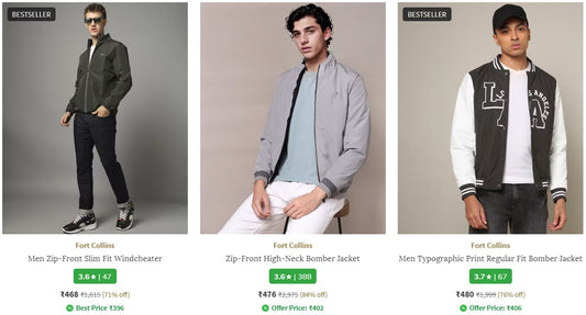Ajio : Fort Collins Jackets Starts From ₹468..Scroll Some down for better💥