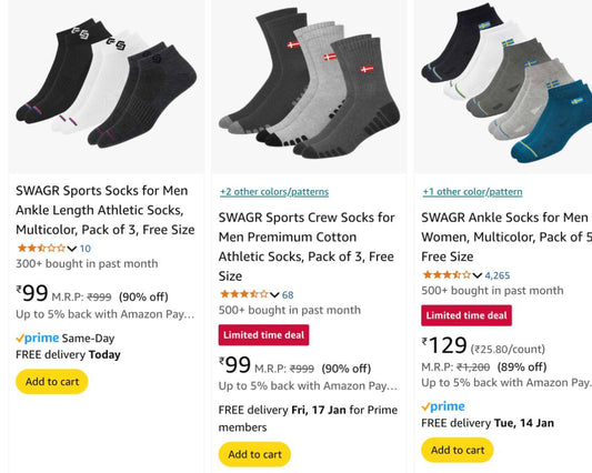 Socks Combo Starts @99.