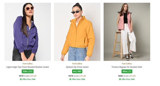 Ajio : Fort Collins Women Jackets Starts From ₹468
