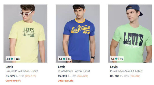 Myntra Loot : Flat 70% Off On Levi's Clothing.
