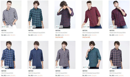 Ketch Men's Shirt Start @ ₹188