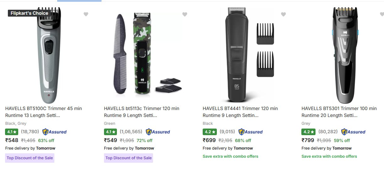 Havells Trimmer Starts @ 548.