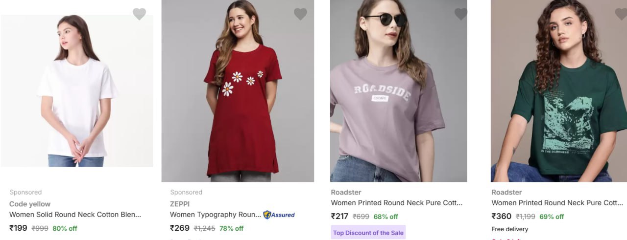 Roadster Women's T Shirts Upto 80% Off