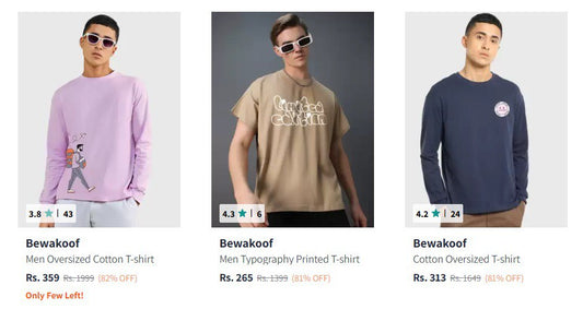 Myntra : Upto 82% Off On Bewakoof Clothing  (15-11-24)