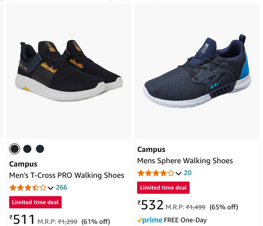 Amazon | Campus Shoes Min 60% Off  (19-11-24)