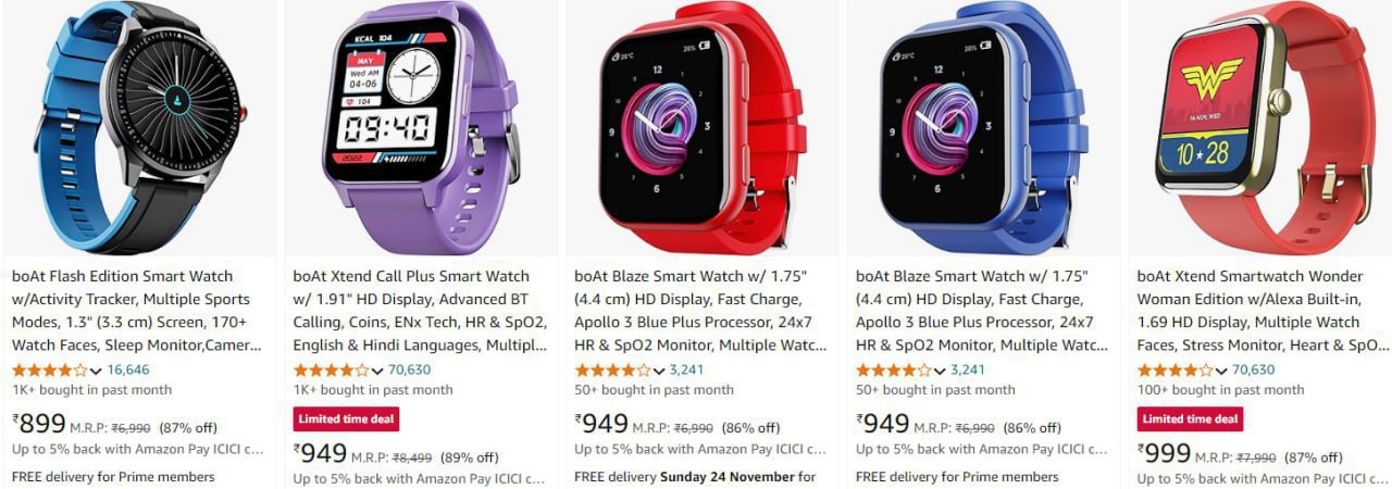 Boat Smartwatches Start at ₹899. (20-11-24)
