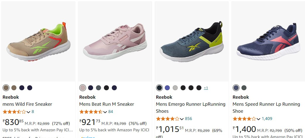 Reebok, Adidas & Puma Men's Sports Shoe Starts @830. (26-11-24)