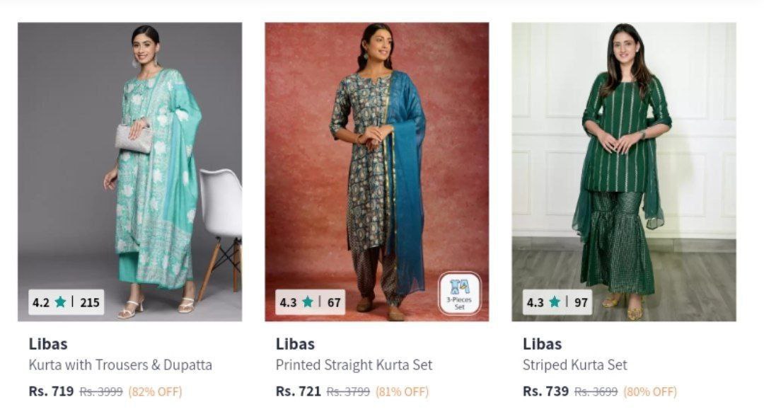 Myntra : Flat 80% Off on Libas Kurta Sets  (25-11-24)