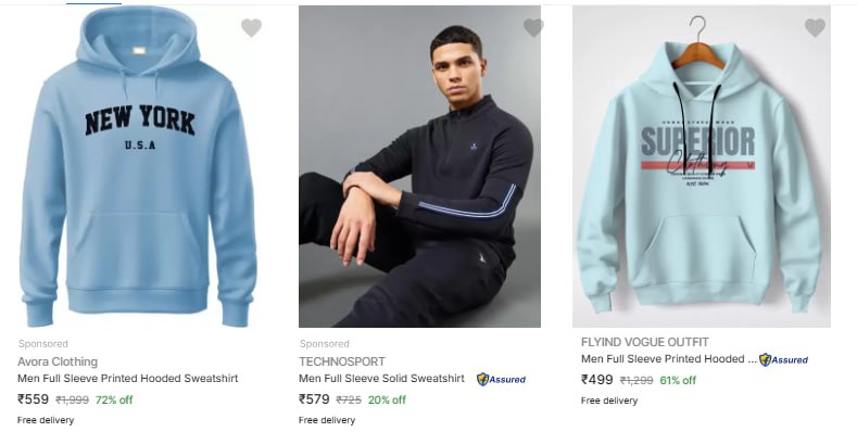 Flipkart  Flyind Vogue Outfit Men's Sweatshirts (01-12-24)