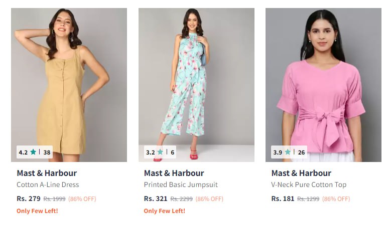 Mast & Harbour Women Clothing Upto 90% Off (04-12-24)