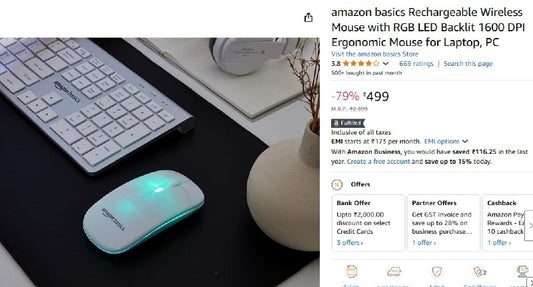 amazon basics Rechargeable Wireless Mouse @499🔥🔥(04-12-24)