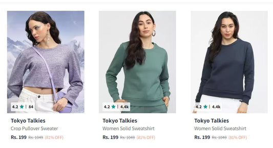 Myntra Loot : Sweaters & Sweatshirts Starts @199. (07-12-24)