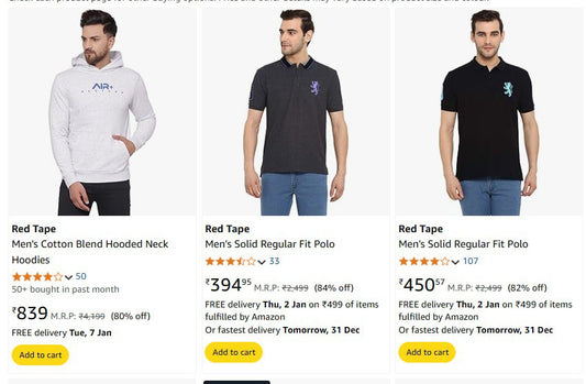 Loot : Upto 93% Off On Red Tape Clothing. (30-12-24)