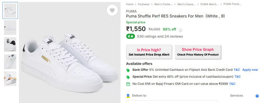 68% Off -PUMA Shuffle Sneaker At Rs.1,550