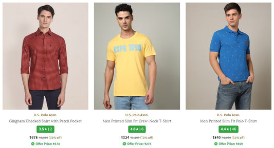 Ajio : Upto 75% Off On U.S. POLO ASSN. Clothing.