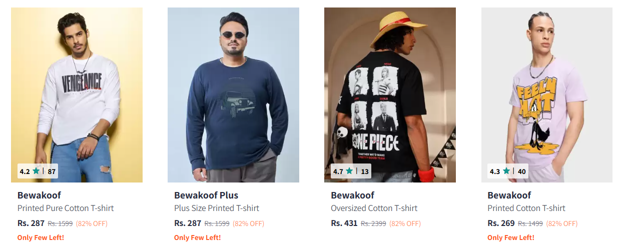 Myntra : Upto 84% Off On Bewakoof Clothing (27-11-24)