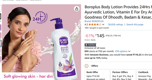 Boroplus Body Lotion Provides 24Hrs Moisturisation 100% Ayurvedic Lotion (02-12-24)