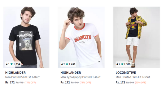 Myntra Loot : T-Shirts Starts at Rs.99. (Scroll Some Down)