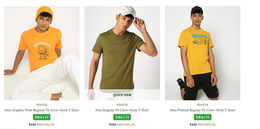 AJIO Loot : Men's T-shirt Starts @101
