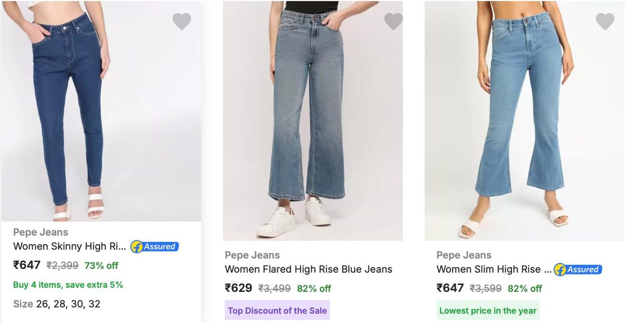 Pepe Jeans Womens Jeans Upto 82% Off