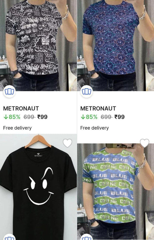 Looootttt 🔥🔥🔥🔥  Metronaut Men T-shirt From ₹99.