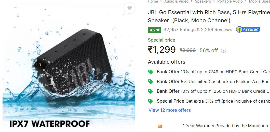 ALL Time Favourite OFFER 🔥🌟 Share🔗 JBL GO IPX7 Waterproof Speakers In Just (01/10/2024)