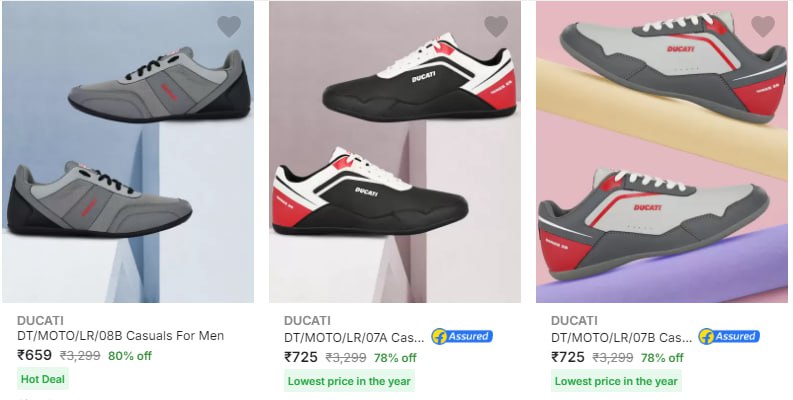 Ducati Mens Casual Shoes 80% Off From Rs.659 (12-11-2024)