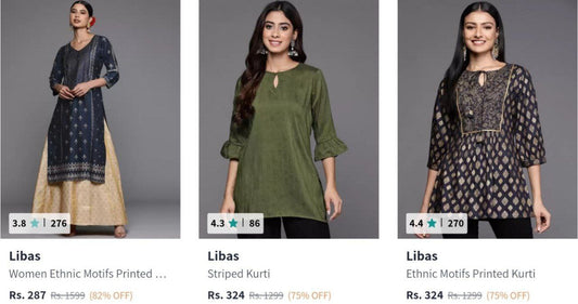 🔥Libas Women's Kurta Upto 82% Off : Starts From ₹287   (09/11/24)